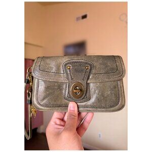 Coach Gigi Wristlet Legacy Flap Green Leather Purse 65th Anniversary